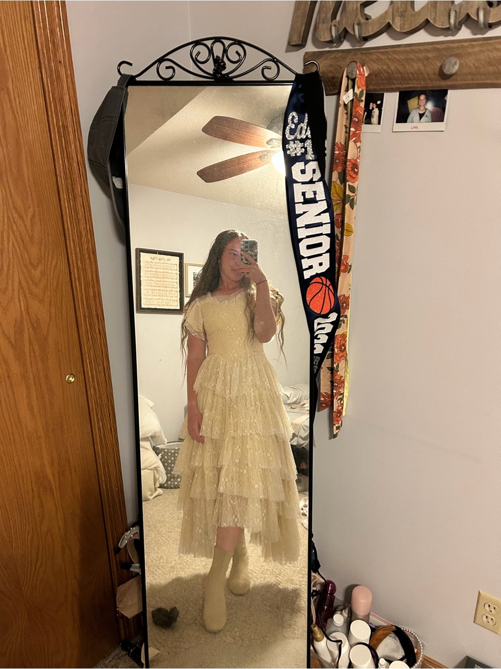 JessaKae Mia Dress - Cream Tiered Lace Midi Dress